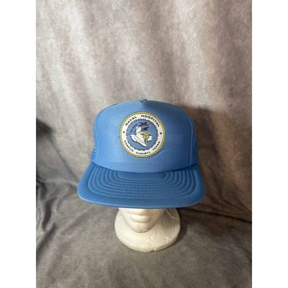 Vintage Naval Hospital Corpus Christi Texas Blue Cap Trucker Hat One Size NOS